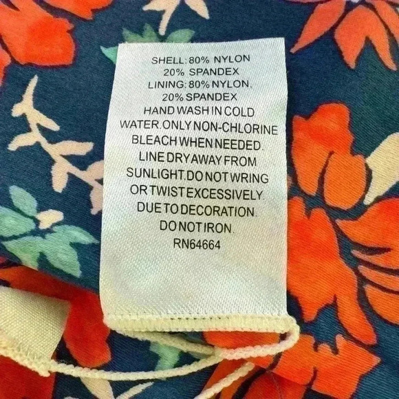 🌈 6/$60, Tori Praver Seafoam, Floral, One Piece, Blue, Red, Peach, Size Large - Picture 4 of 5